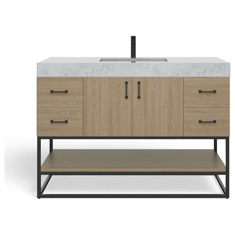 Flash Sale 🛒 MOD Bahia Bath Vanity, Oak, 48", Matte Black Hardware, Single, Freestanding ⌛ - Image 9