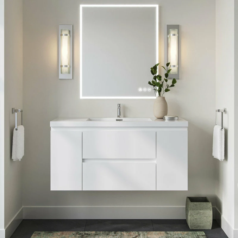 Best deal 🥰 MOD Beacon Bath Vanity, High Gloss White, 48", Single Sink, Wall Mount 😀