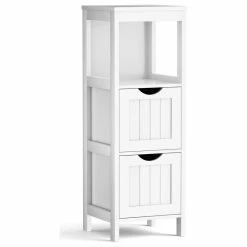 Best Sale โญ Costway Floor Cabinet Multifunction Bathroom Storage Organizer Rack W/2 Drawers ๐