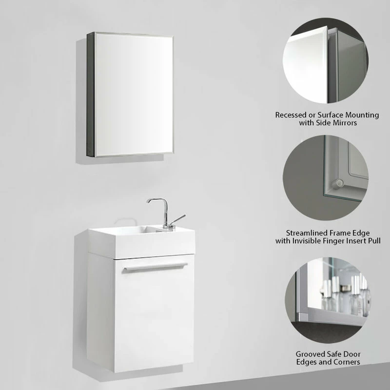 Hot Sale ๐ฅ Blossom Kitchen & Bath Supply Aluminum Bathroom Medicine Cabinet, Recess Or Surface Mount, 16“x20" ๐ - Image 5