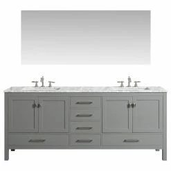 Top 10 ✨ Eviva LLC Eviva Aberdeen 84" Gray Transitional Double Sink Vanity, Carrara Marble 😍