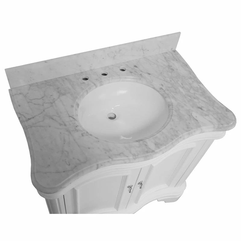 Buy 🎁 Kitchen Bath Collection Katherine 36" Single Bathroom Vanity In White With Carrara Marble Top 😍 - Image 6