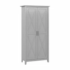 Promo ❤️ Bush Business Furniture Key West Bathroom Storage Cabinet With Doors In Cape Cod Gray - Engineered Wood 👏