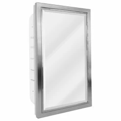 Coupon 😀 Head West, Inc. Head West Brushed Nickel And Chrome Recessed Medicine Cabinet Mirror, 16x26" 🔔