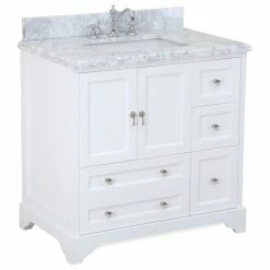 Best deal 👏 Kitchen Bath Collection Madison 36" Bathroom Vanity, White, Carrara Marble 👏