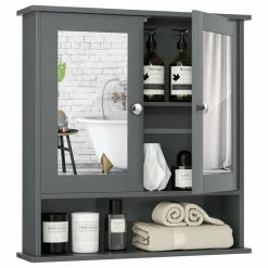 Best deal 🧨 Costway Wall Mount Mirror Cabinet Grey 🧨