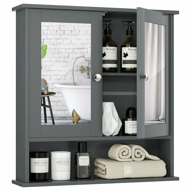 Best deal ๐งจ Costway Wall Mount Mirror Cabinet Grey ๐งจ