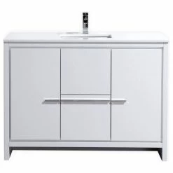 Best reviews of ❤️ KubeBath Dolce 48" Bathroom Vanity With White Quartz Countertop, Ash Gray, High 👏