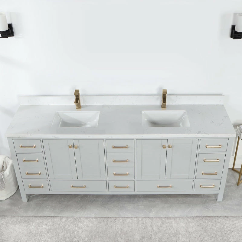 Hot Sale ✨ Vinnova Shannon Bathroom Vanity Set In Paris Gray, 84", Without Mirror 🤩 - Image 5