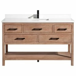 Best Sale ⭐ Ari Kitchen & Bath Betty 55" Bathroom Vanity, Weathered Brown Finish 🔥