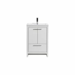 Best Sale 🌟 Bathroom Vanity Wholesale INC. MOD Free Standing Vanity With 2-Doors, High Gloss White, 24" ⌛