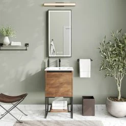 Coupon 🛒 MOD Foundry Bath Vanity, Walnut, 20", Integrated Single Sink, Freestanding 💯