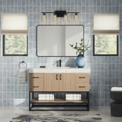Flash Sale 🛒 MOD Bahia Bath Vanity, Oak, 48", Matte Black Hardware, Single, Freestanding ⌛