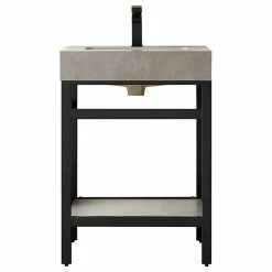 Best reviews of 😍 Vinnova Funes 24" Single Console Sink In Matte Black With Gray Sintered Stone Top 👍