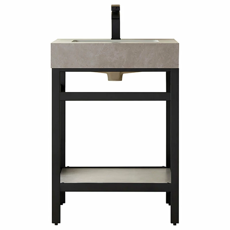 Best reviews of ๐ Vinnova Funes 24" Single Console Sink In Matte Black With Gray Sintered Stone Top ๐