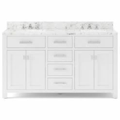 Flash Sale 🎉 Water Creation Madison Pure White Bathroom Vanity, 60", No Mirror, No Faucet 🔥