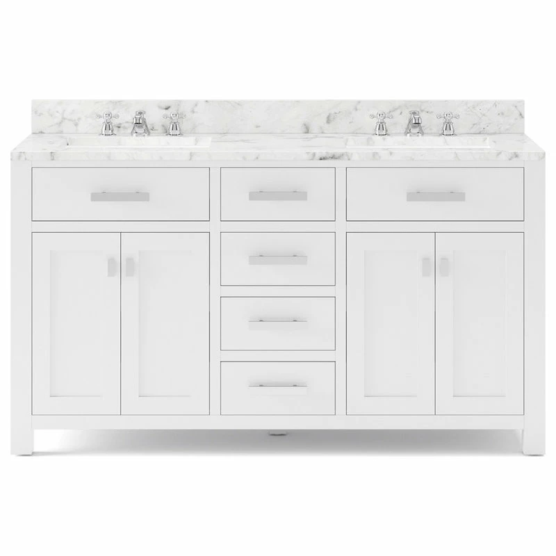 Flash Sale 🎉 Water Creation Madison Pure White Bathroom Vanity, 60", No Mirror, No Faucet 🔥