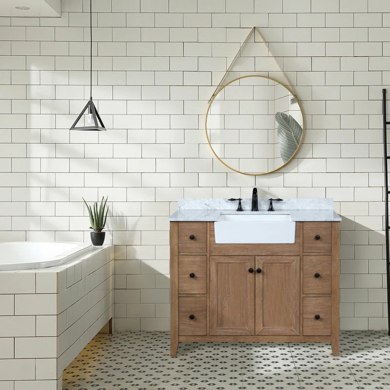 Flash Sale ๐ Ari Kitchen & Bath Sally 42" Single Bathroom Vanity In Ash Brown With Italian Carrara Marble Top โ - Image 2