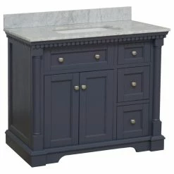 Best Pirce โ Kitchen Bath Collection Sydney 36" Bathroom Vanity, Marine Gray, Carrara Marble ๐