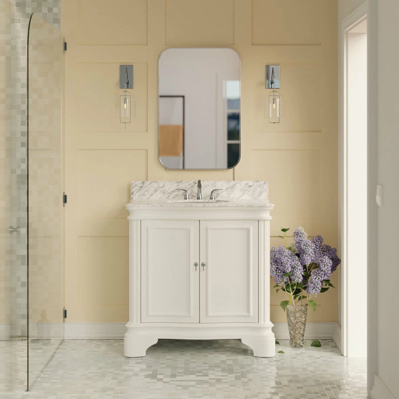 Buy 🎁 Kitchen Bath Collection Katherine 36" Single Bathroom Vanity In White With Carrara Marble Top 😍 - Image 2