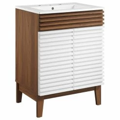 Best Sale โค๏ธ LexMod Render Bathroom Vanity, White Walnut White ๐ฅ