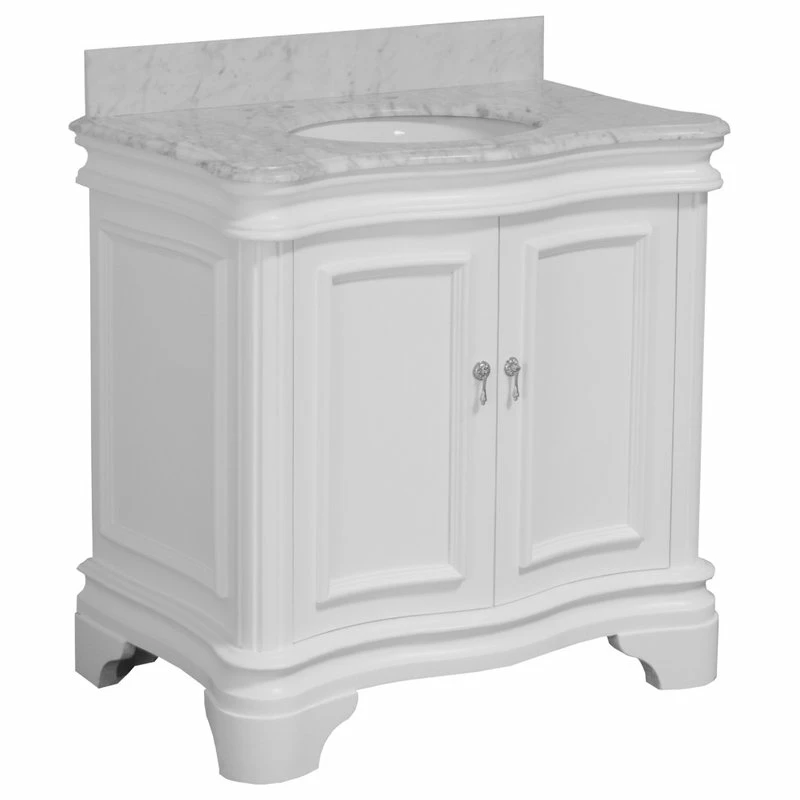 Buy 🎁 Kitchen Bath Collection Katherine 36" Single Bathroom Vanity In White With Carrara Marble Top 😍