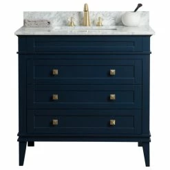 Cheapest ✨ Legion Furniture 36" Single Sink Bathroom Vanity, Blue With Carrara Marble Top ✨