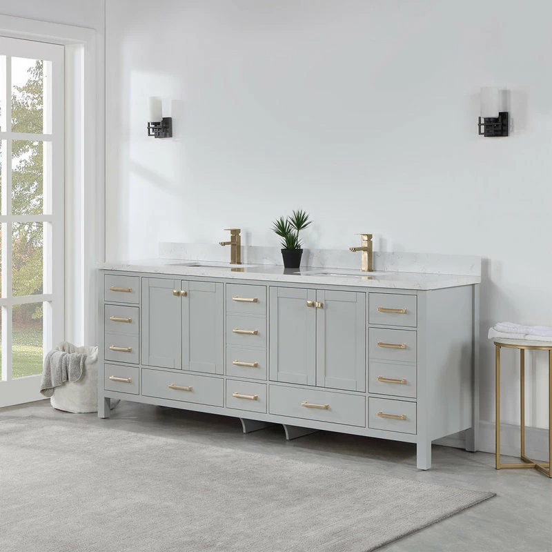 Hot Sale ✨ Vinnova Shannon Bathroom Vanity Set In Paris Gray, 84", Without Mirror 🤩 - Image 6