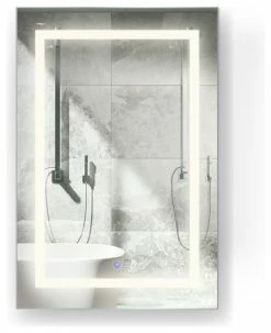 Discount ⭐ Krugg Reflections 24" Wide LED Medicine Cabinet With DeFog, Dimmer, And Outlets, 36"t, Right 3000k ⭐