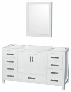 Buy 👍 Wyndham Collection 60" Single Bathroom Vanity,White, No Countertop, No Sink,,Medicine Cabinet ✔️