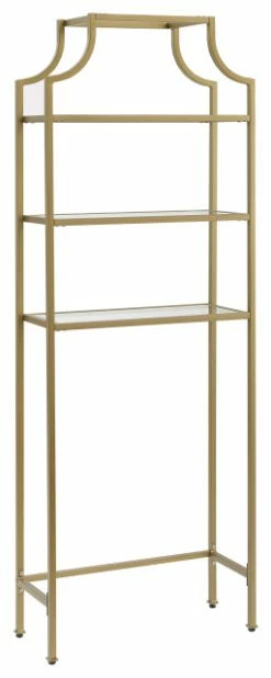 Best Sale ⌛ Crosley Aimee 3 Shelf Glass Spacesaver In Soft Gold 😀